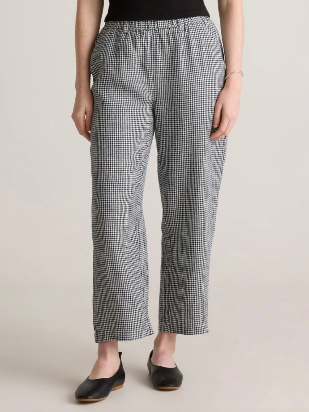 Quince 100% European Linen Pants in Classic Mini Gingham